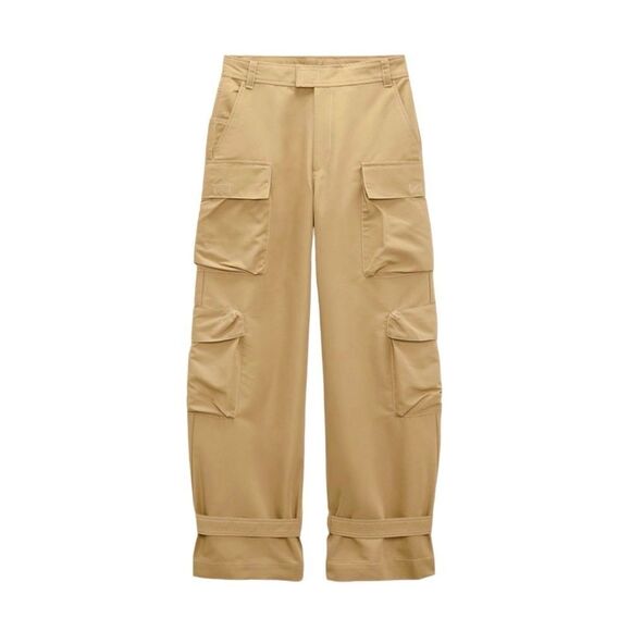 ZARA NWOT Tabbed cargo pants in Taupe Size XL - Picture 3 of 9